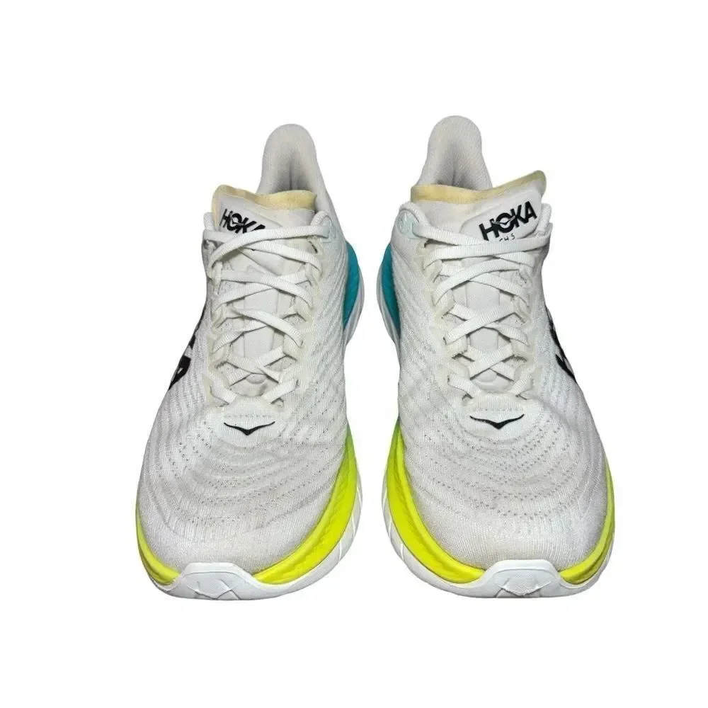 Hoka Mach 5 White and Yellow Athletic Sneakers size 9D